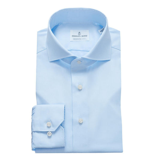EMANUEL BERG | Chemise ''Harvard'' en sergé infroissable - Bleu clair