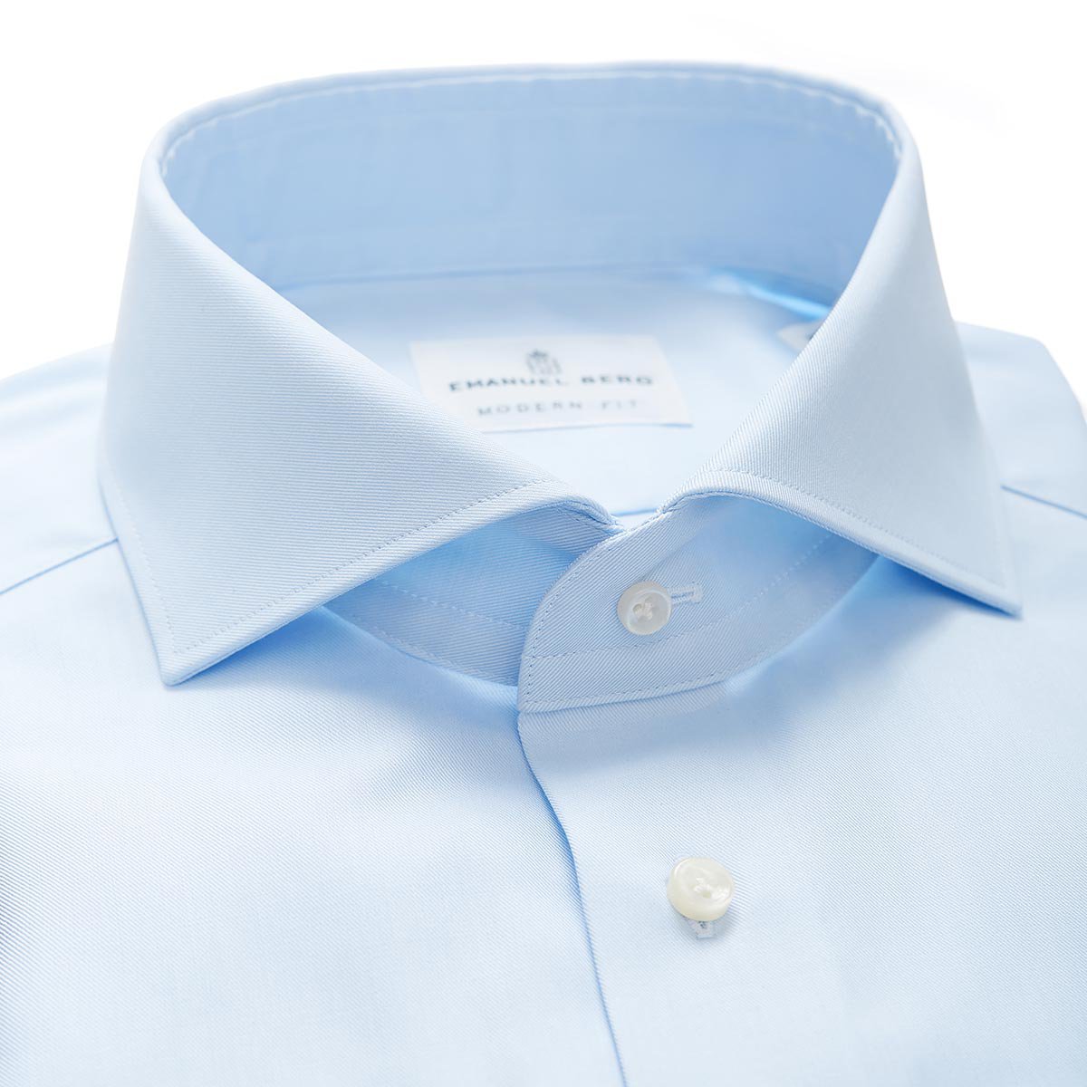 EMANUEL BERG | Chemise ''Harvard'' en sergé infroissable - Bleu clair