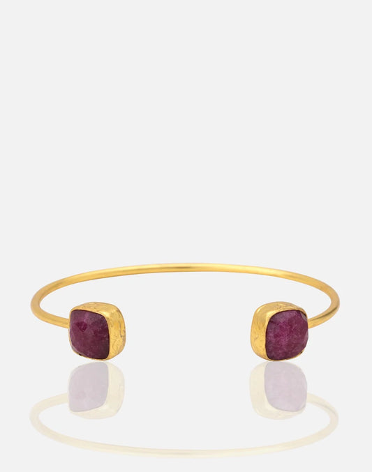RM KANDY |  Bracelet manchette - Or/Rubis