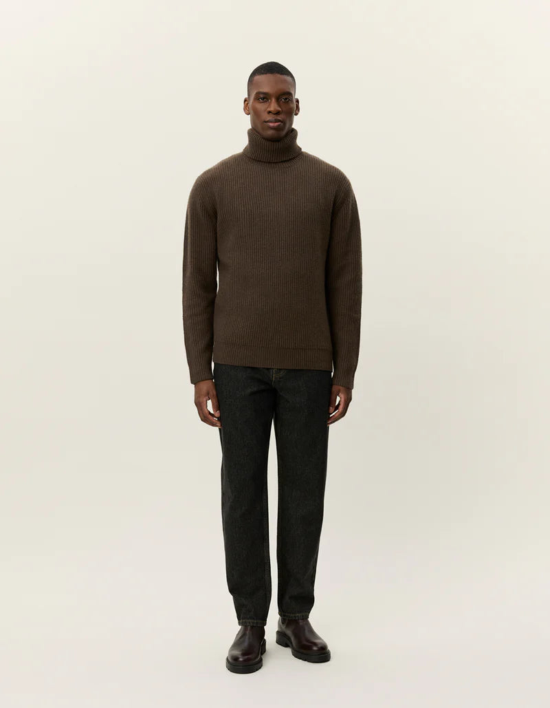 Les Deux | Pull en laine à col roulé "Eddie" - Brun