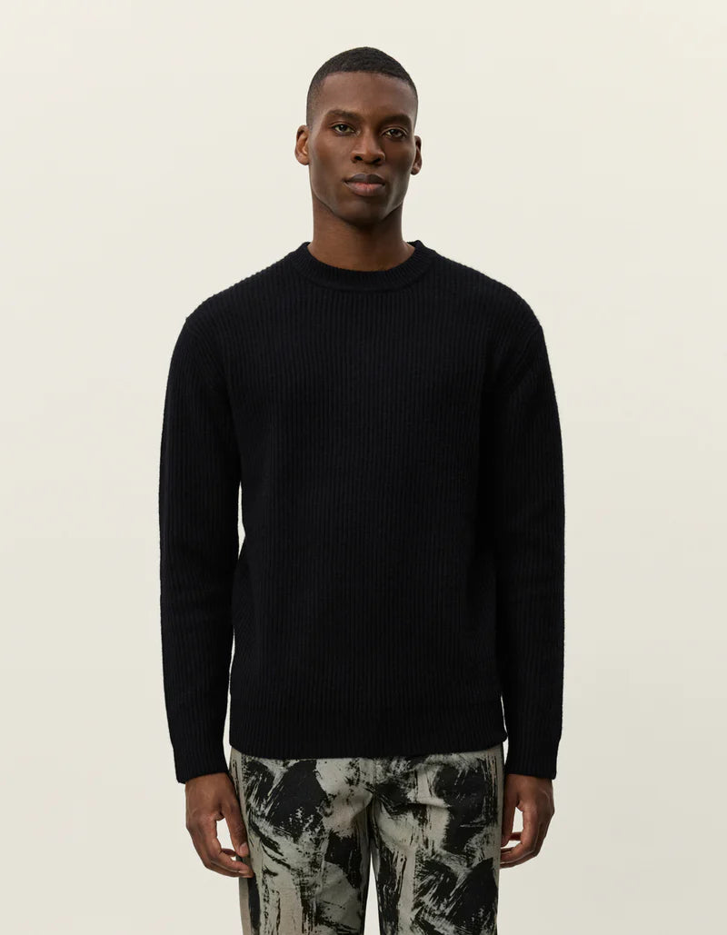 Les Deux | Pull en laine à col rond "Eddie" - Noir