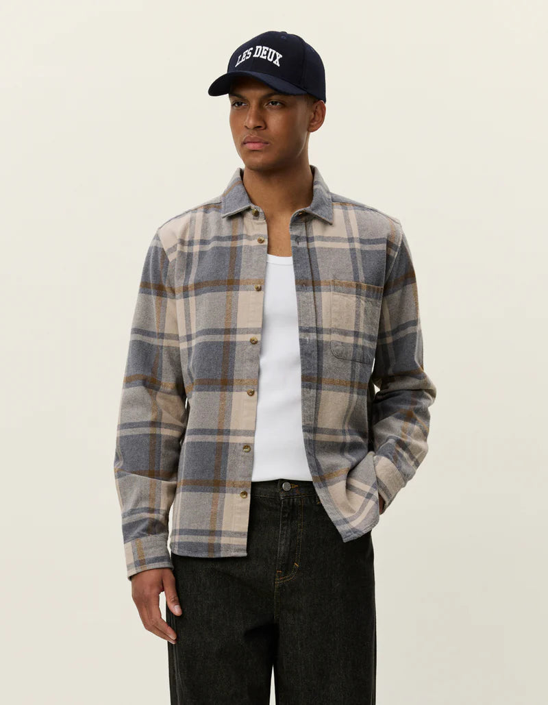 Les Deux | Chemise en coton flanelle "Jeremy" - Gris