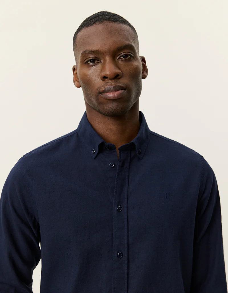 Les Deux | Chemise en coton et lin "Konrad" - Bleu marine