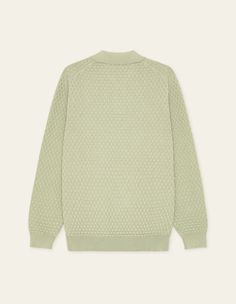 Les Deux | Polo en tricot à manches longues "Billy" - Thé vert