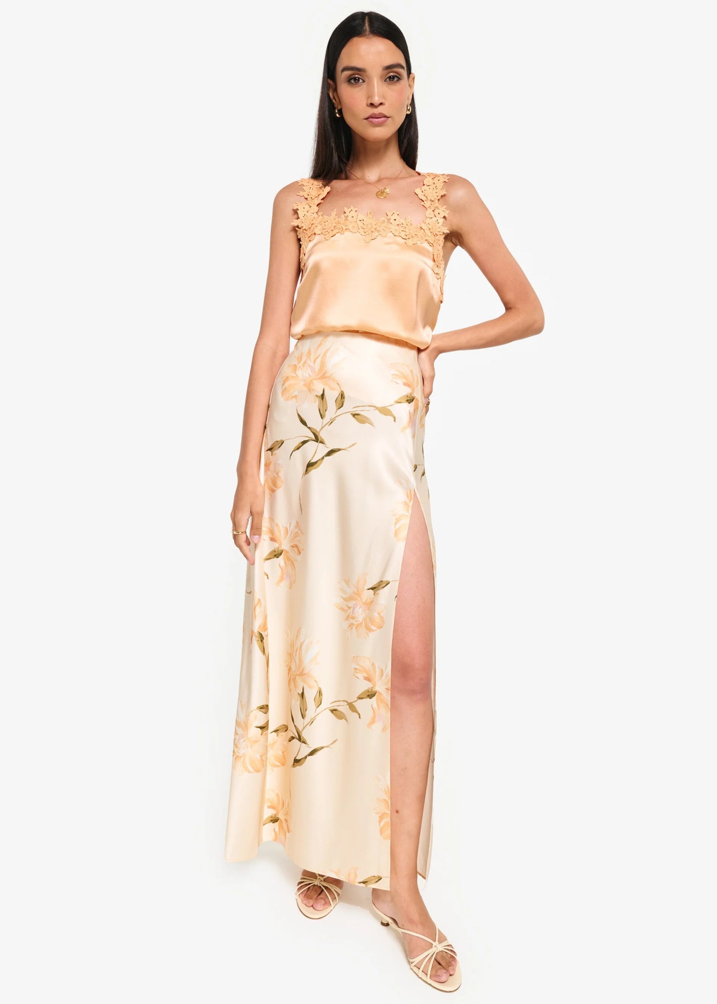 CAMI NYC | Jupe en soie avec fente - Imprimé floral Daylily