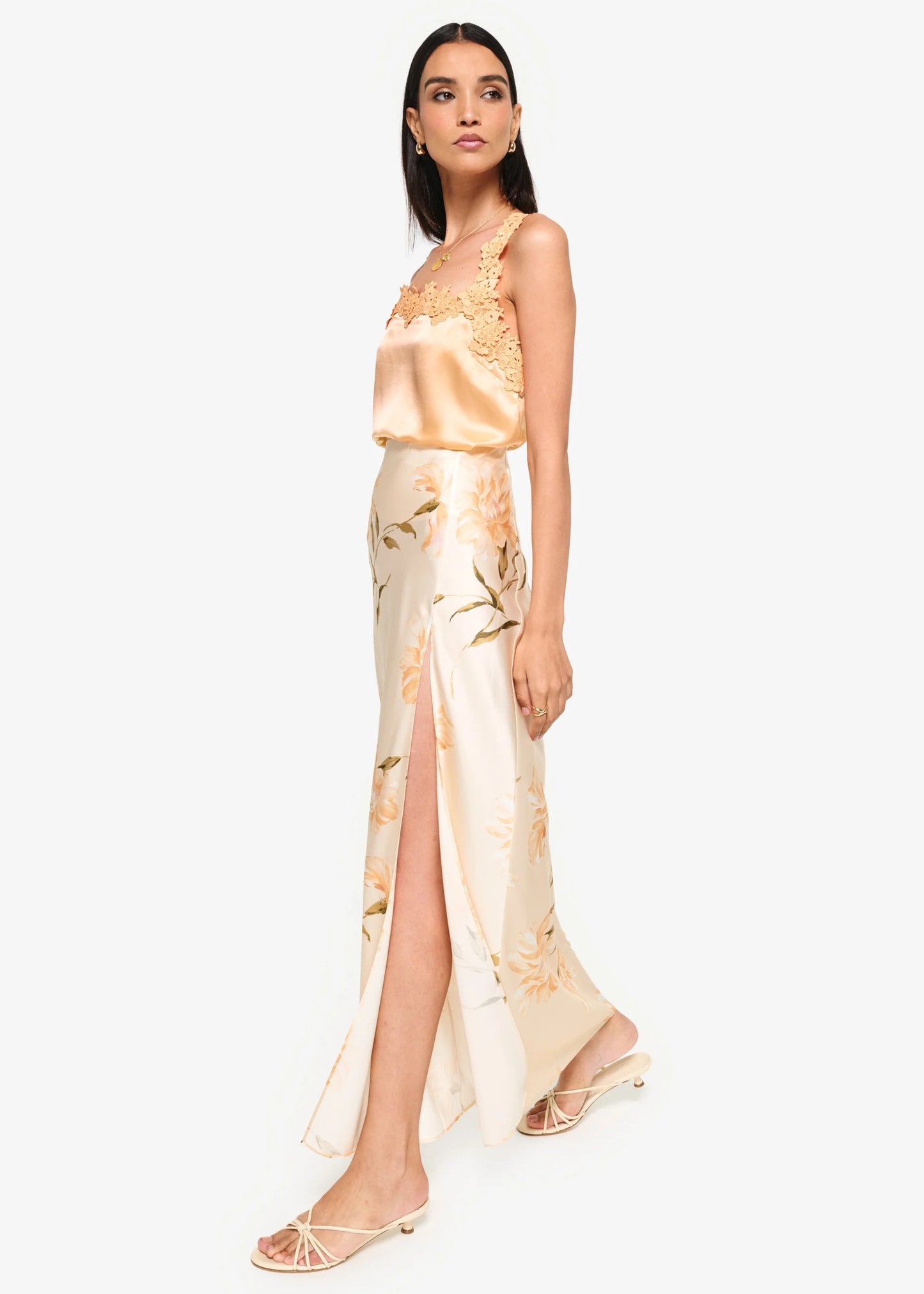 CAMI NYC | Jupe en soie avec fente - Imprimé floral Daylily