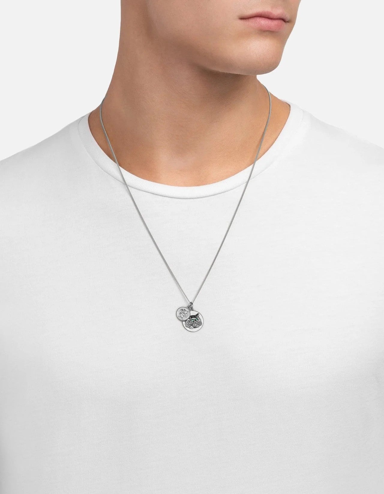Miansai - Collier d'oeil de tigre, argent/émeraude