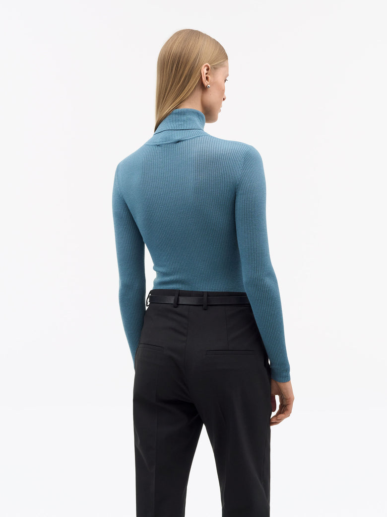 Tiger of Sweden | Le col roulé en mérinos côtelé Caprio - Bleu