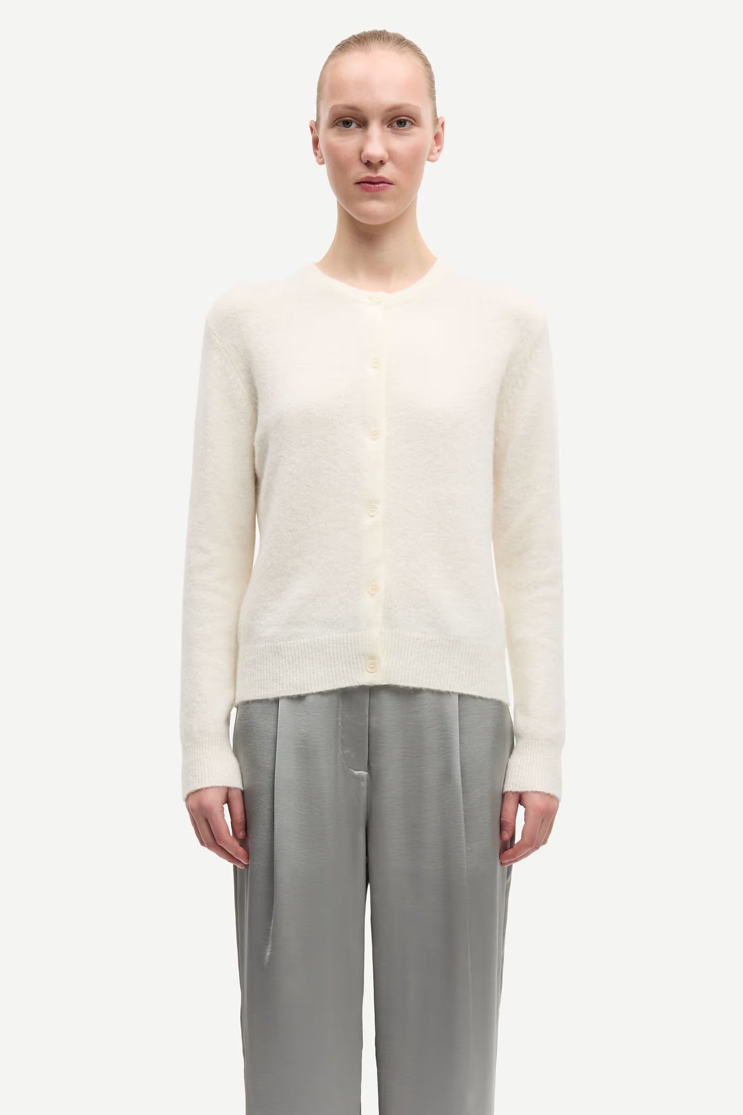 SAMSØE | Cardigan court ''Nor'' en mélange d'alpaga - Crème claire