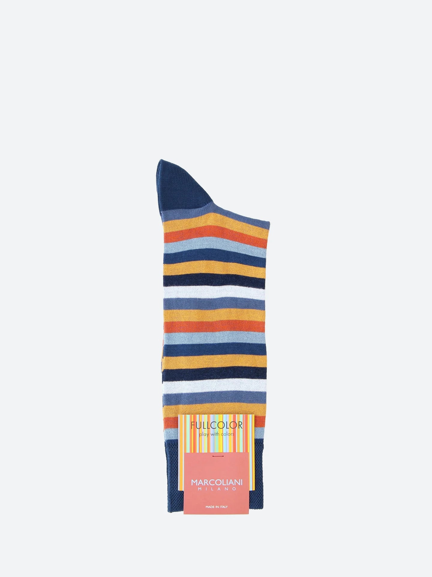 Marcoliani - Chaussettes colorées à rayures  - Bleu/orange