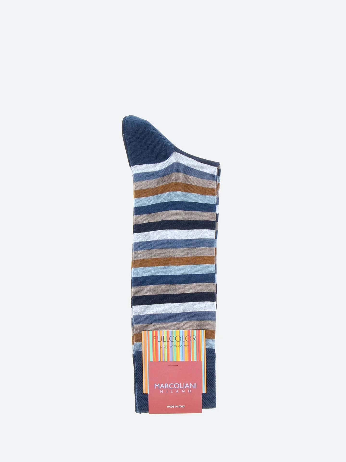 Marcoliani - Chaussettes colorées à rayures - Bleu marine/Marron
