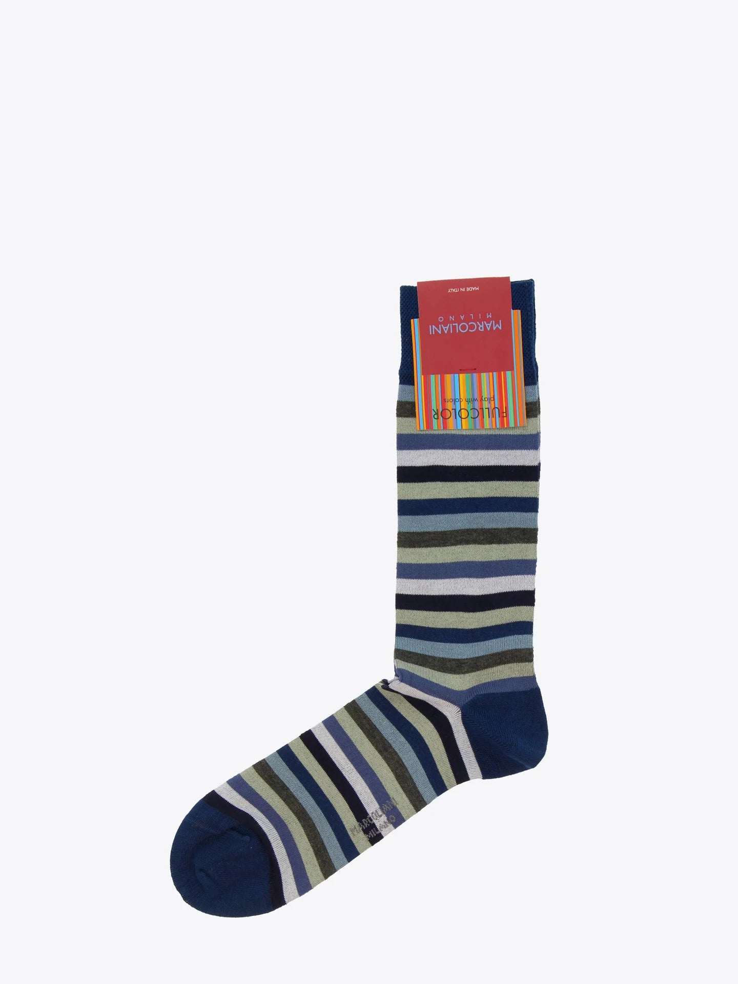Marcoliani - Chaussettes colorées à rayures - Bleu/Sauge