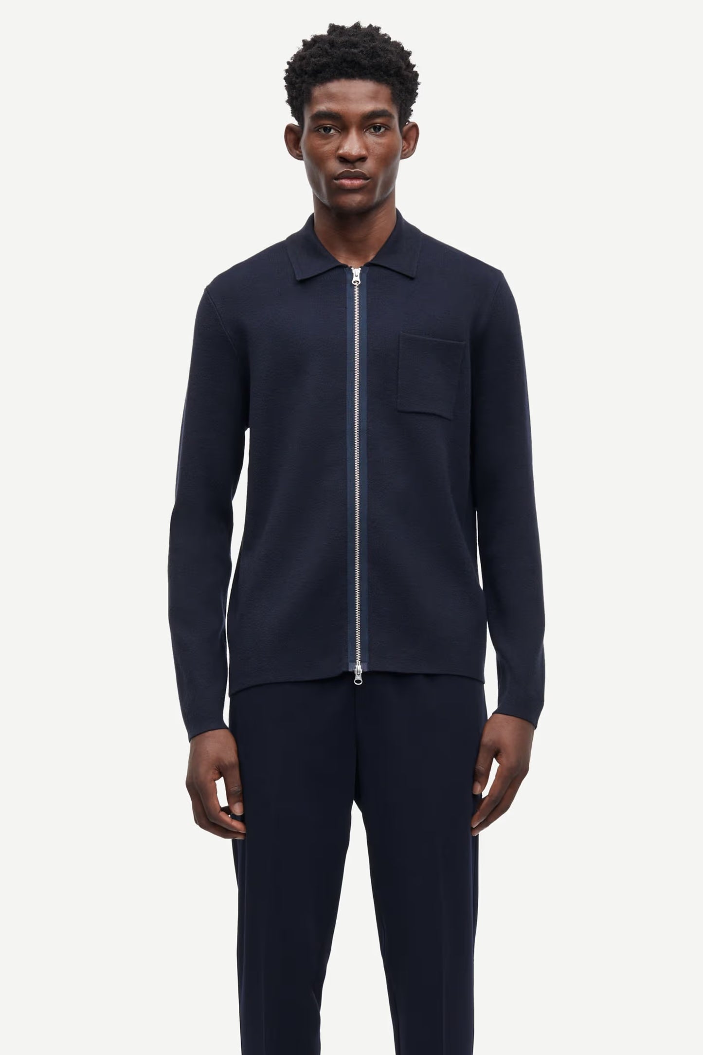 SAMSØE SAMSØE | Pull zip "Guna" - Bleu marine