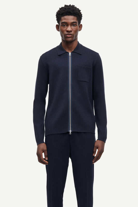 SAMSØE SAMSØE | Pull zip "Guna" - Bleu nuit