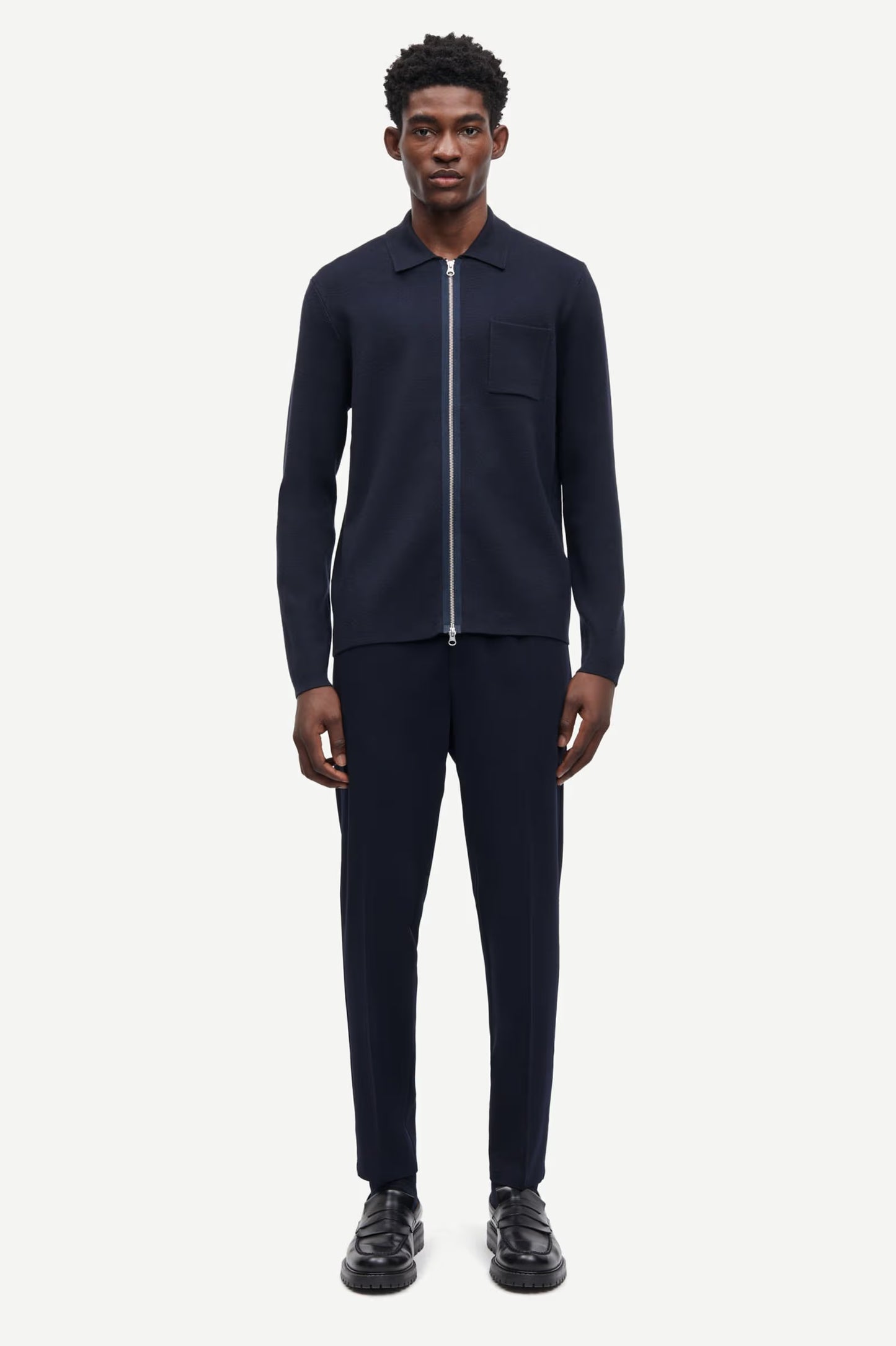 SAMSØE SAMSØE | Pull zip "Guna" - Bleu marine