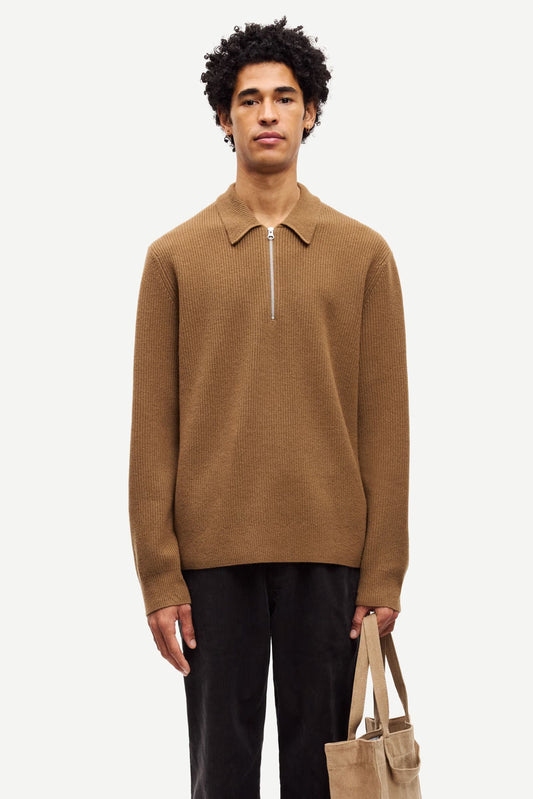 SAMSØE SAMSØE | Pull polo demi zip "Saisak" - Brun