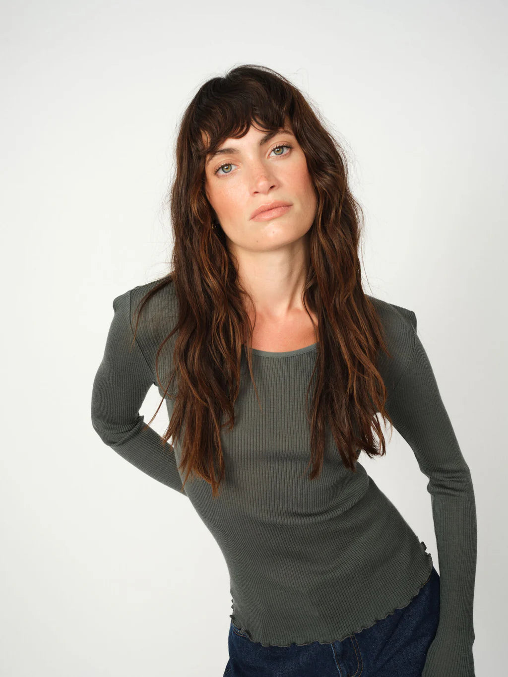 MOS MOSH | Le pull à col rond en laine recyclée '' - vert