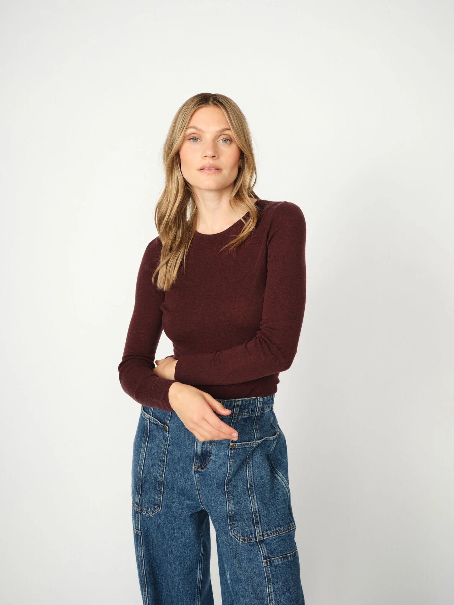 MOS MOSH | Le pull à col rond en laine recyclée ''Bouch''- marron