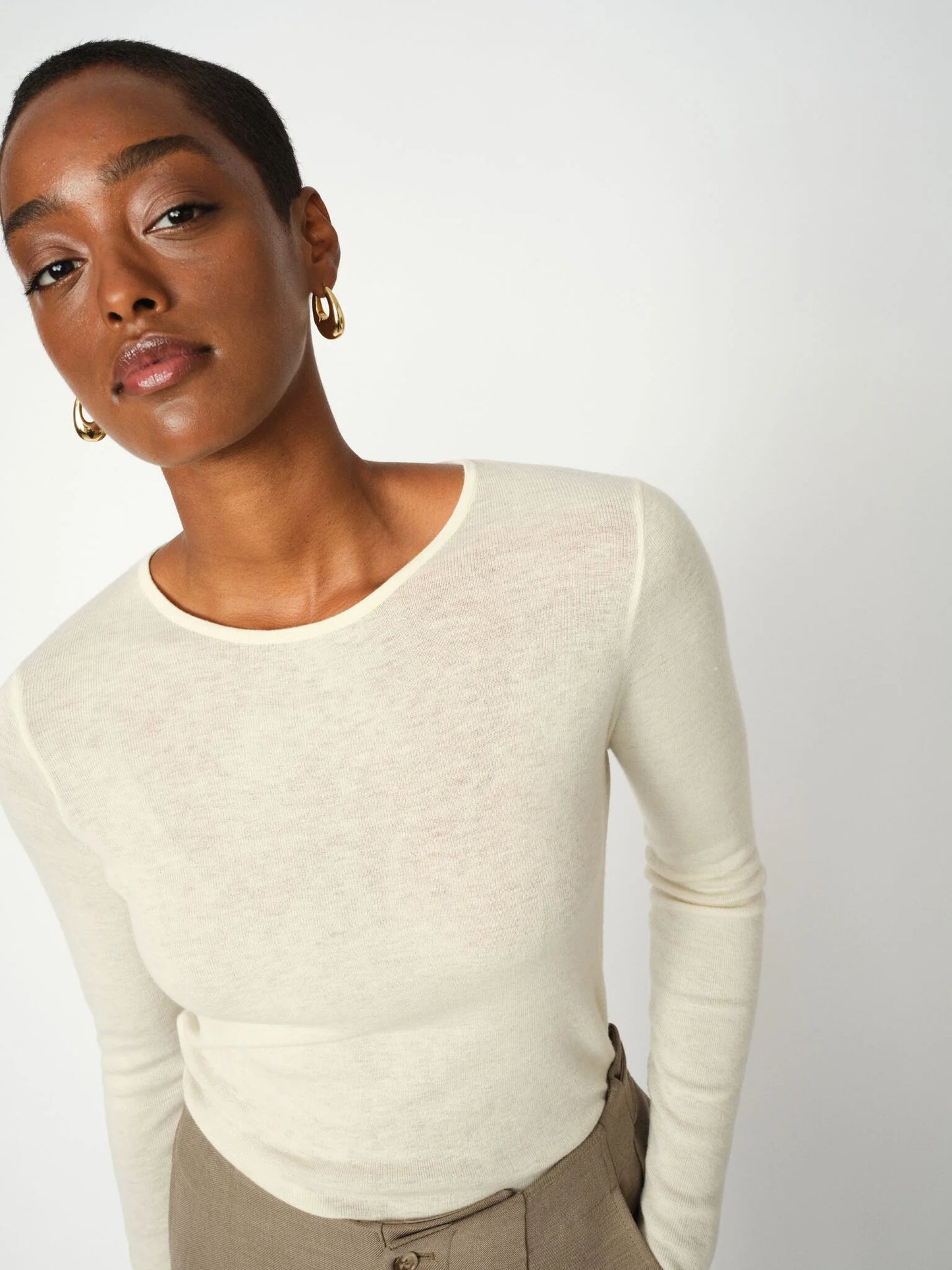 MOS MOSH | Le pull à col rond en laine recyclée ''Bouch''- Ecru