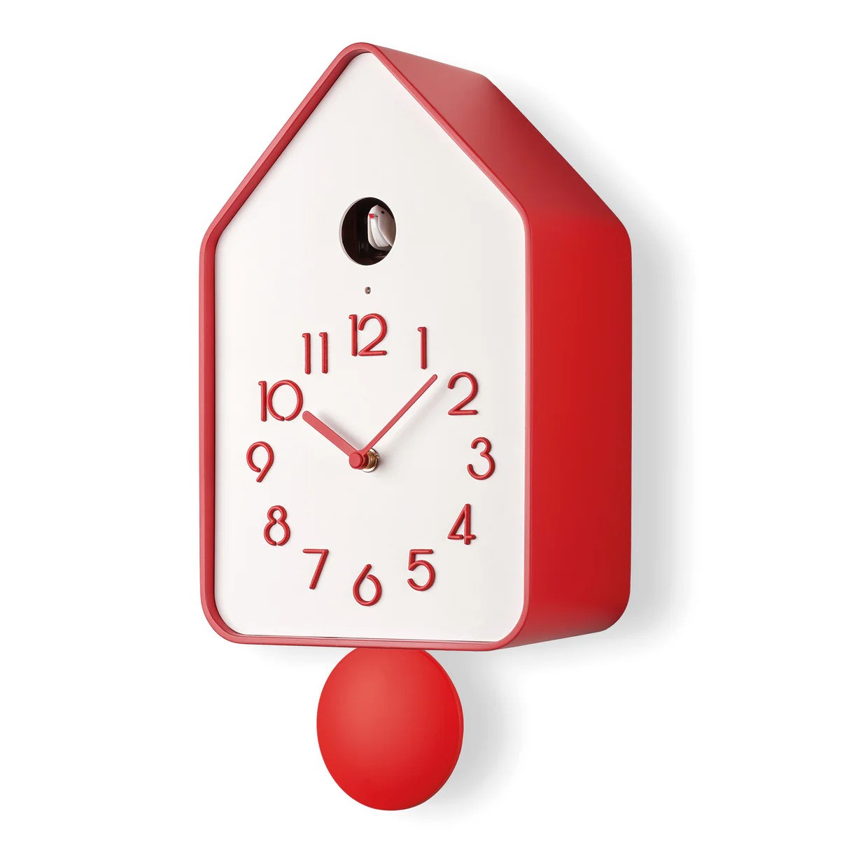 GUZZINI | Horloge coucou QQ-UP avec pendule - Rouge & blanc