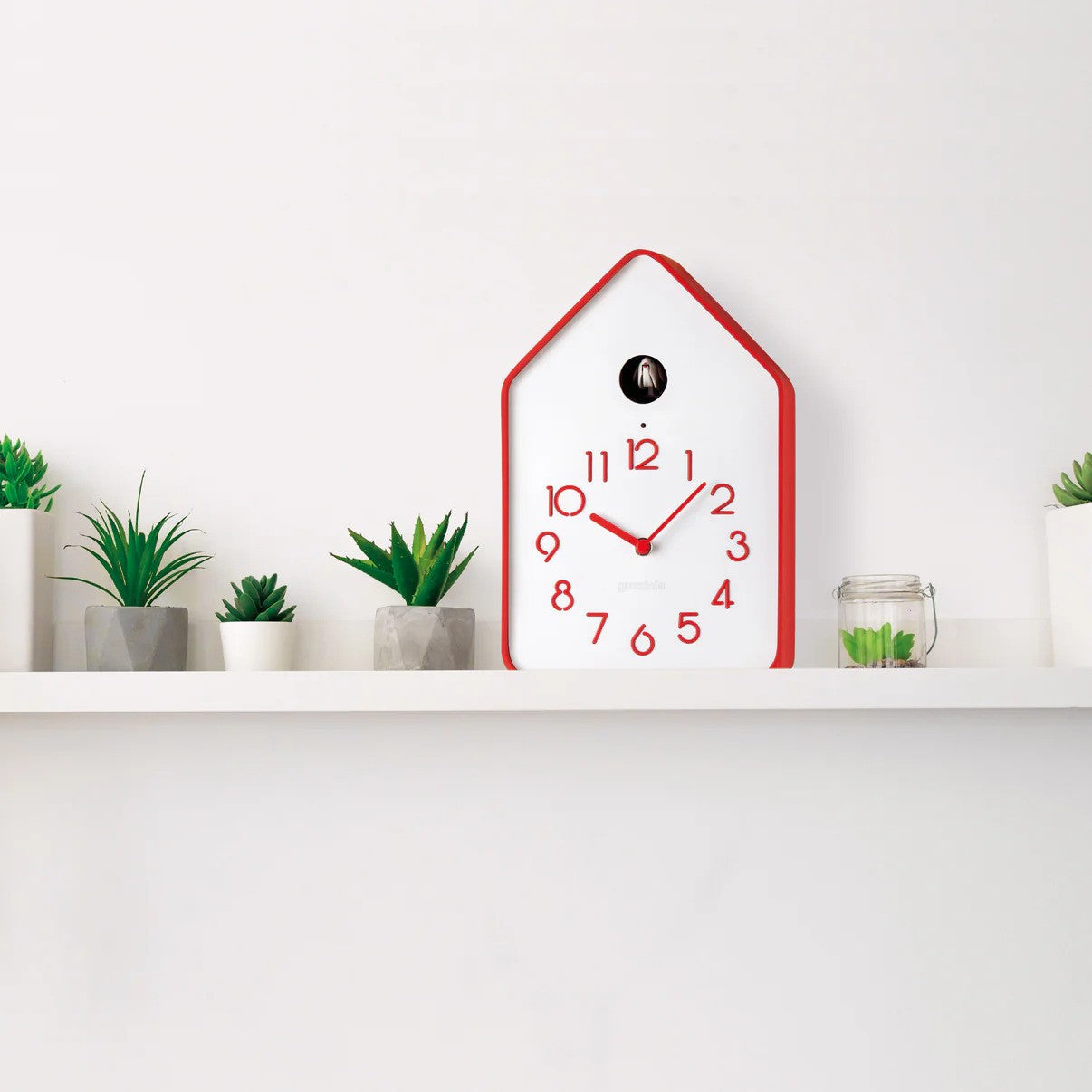GUZZINI | Horloge coucou QQ-UP avec pendule - Rouge & blanc