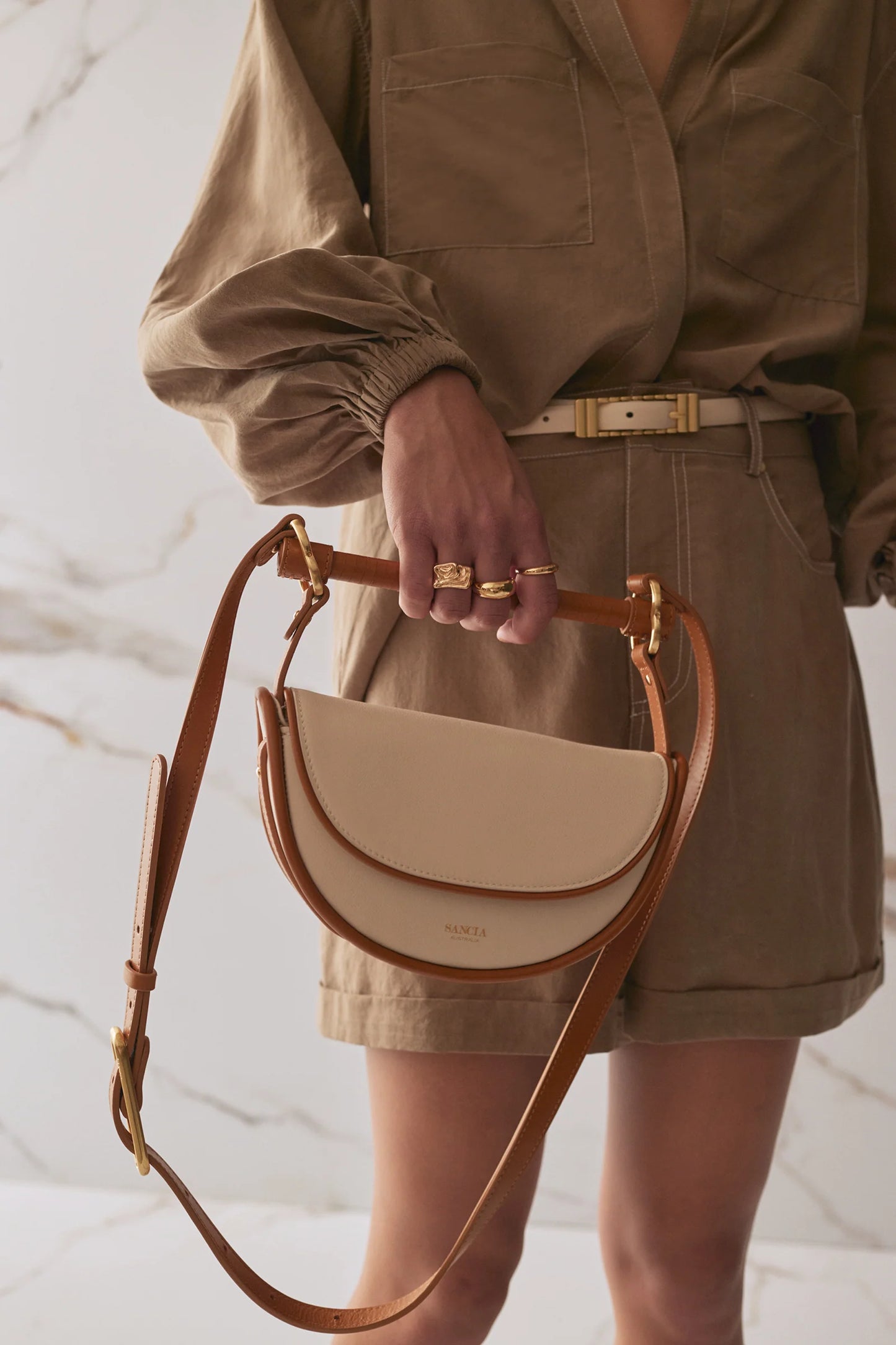 SANCIA | Sac en cuir ''Verin'' - Ecru