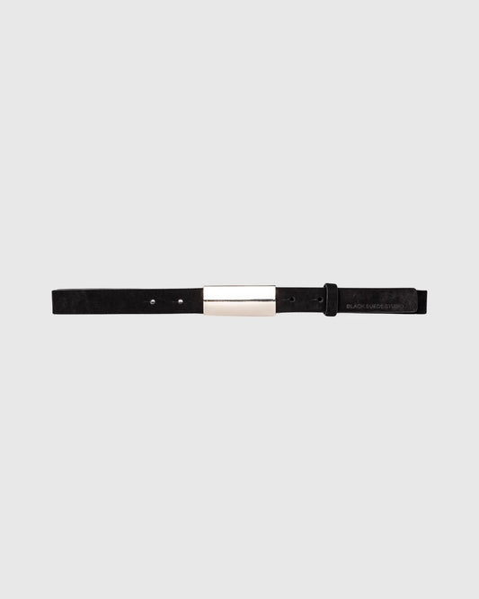 Black Suede Studio | Ceinture en cuir "City Belt" - Noir et Argent