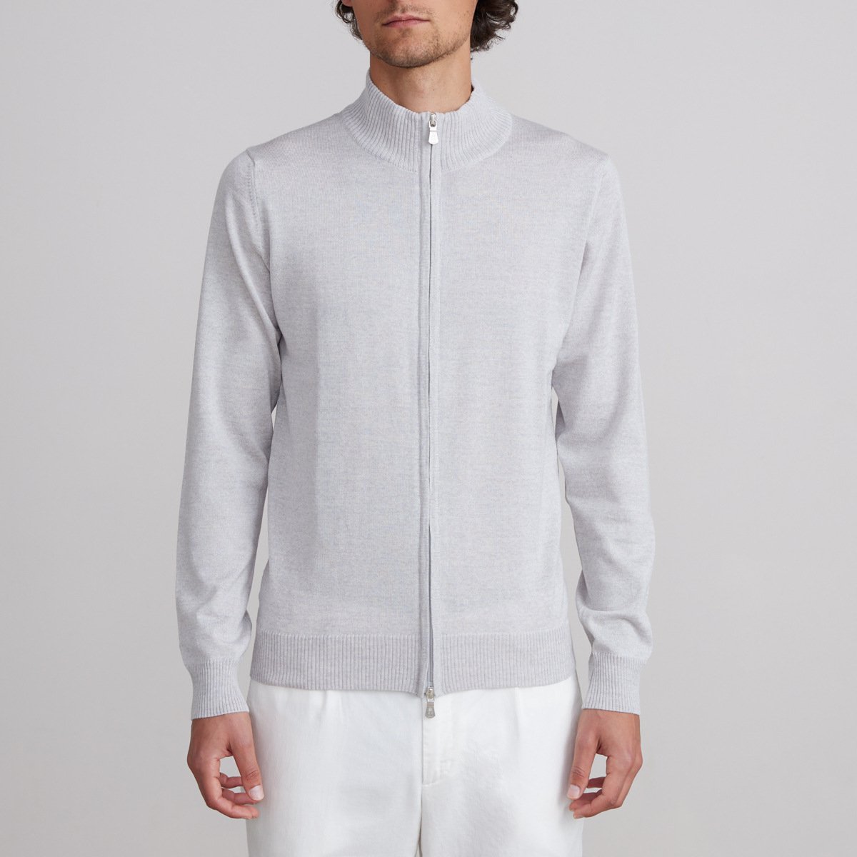 Emanuel Berg | Cardigan léger zippé - Gris clair