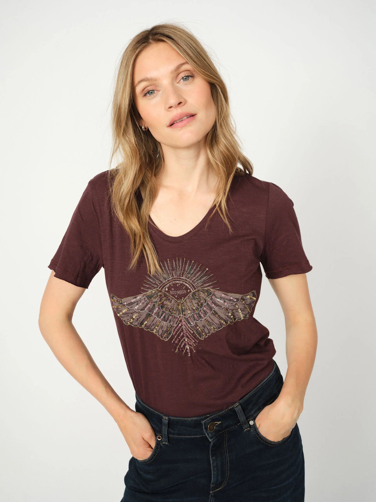 MOS MOSH | T-shirt brodé Nadine - Marron