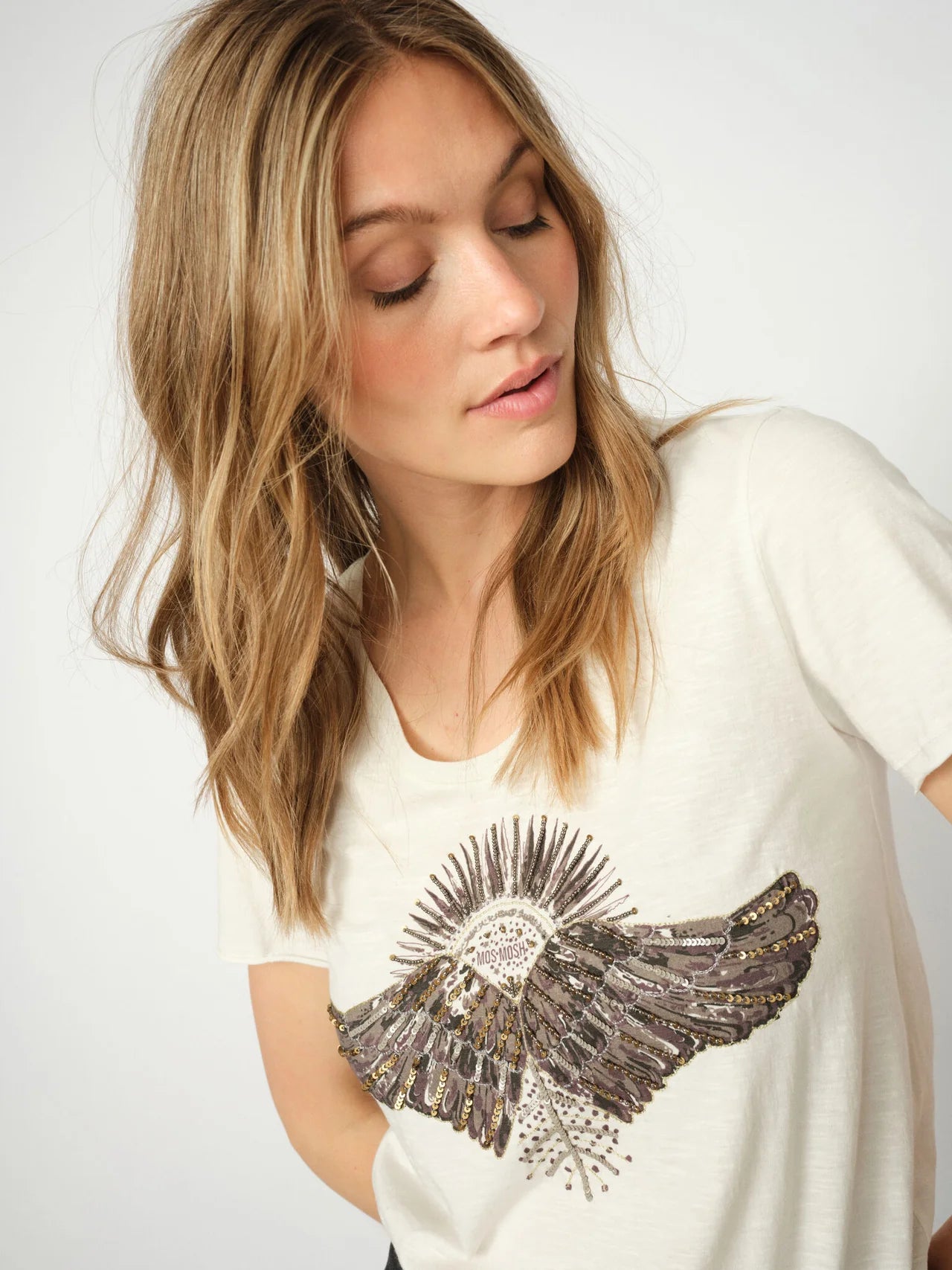 MOS MOSH | T-shirt brodé Nadine - Ecru