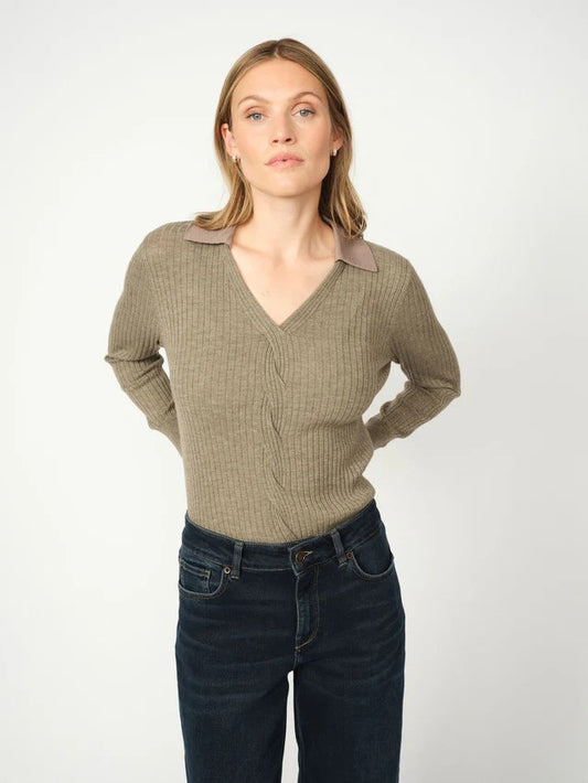 MOS MOSH | Le polo en maille côtelé ''Relena'' - Faucon