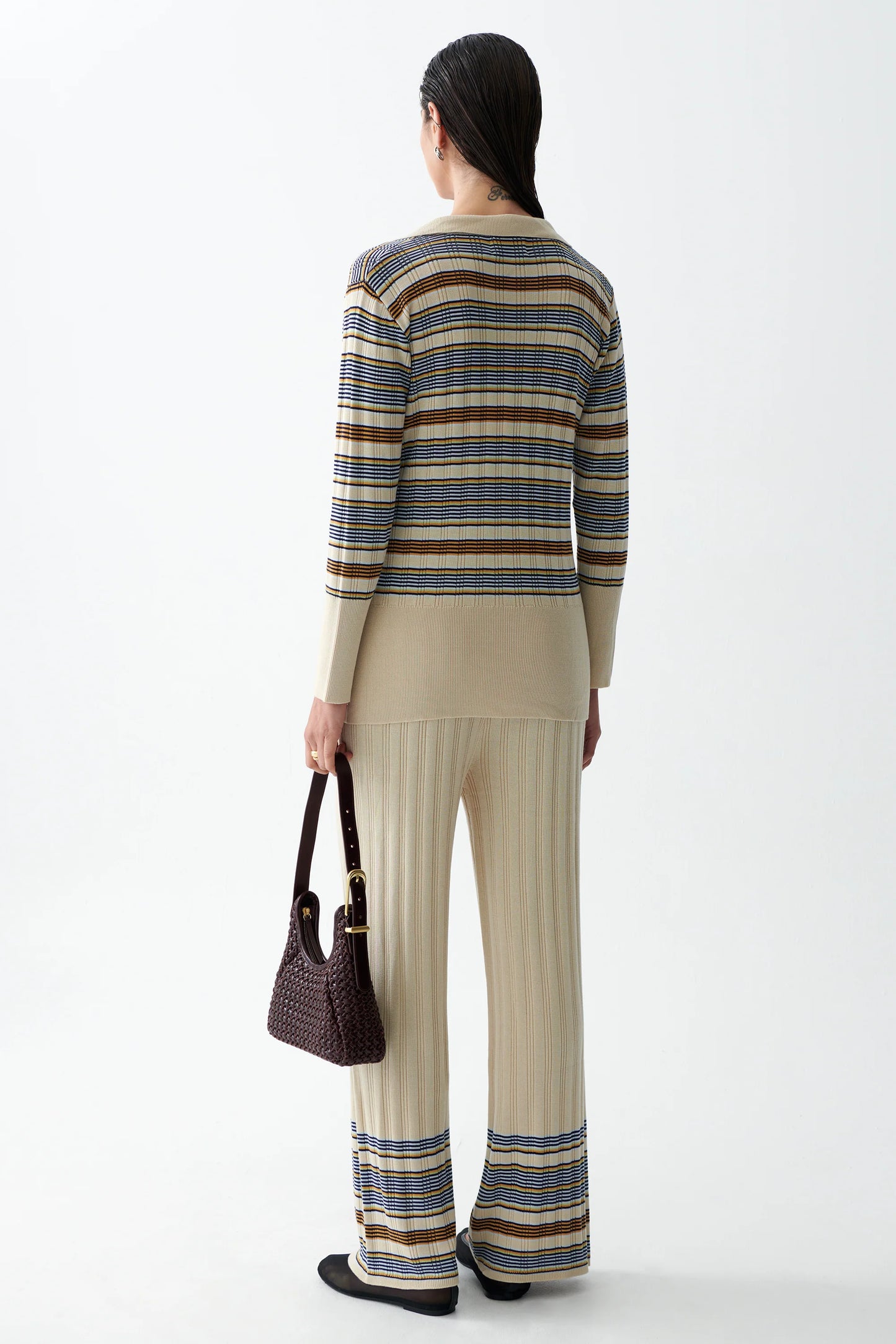 Sancia | Le cardigan en maille ''Zilla'' - rayures champagne