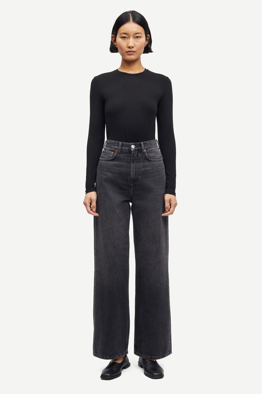 SAMSØE | Jean taille haute et jambes larges ''Rebecca'' - Noir Blizzard