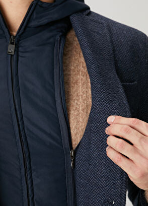 Pal Zileri | Veste à chevrons Col intérieur amovible à capuche - Marine