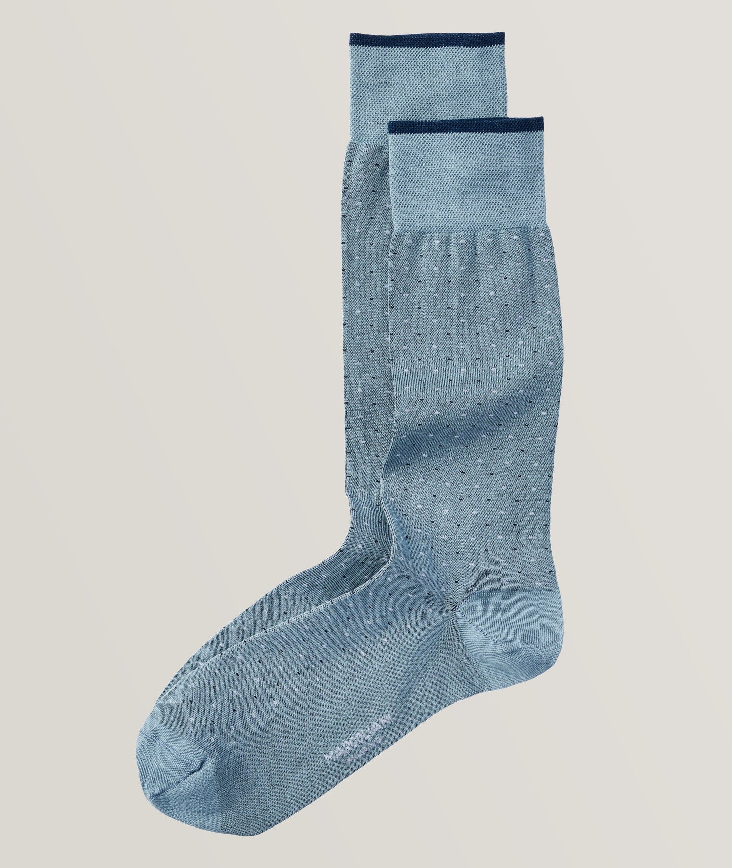 Marcoliani - Chaussettes en coton pima à motif pointillé - Bleu clair