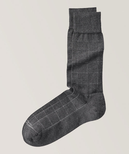 Marcoliani - Chaussettes habillées en mousse de modal à carreaux - Gris foncé