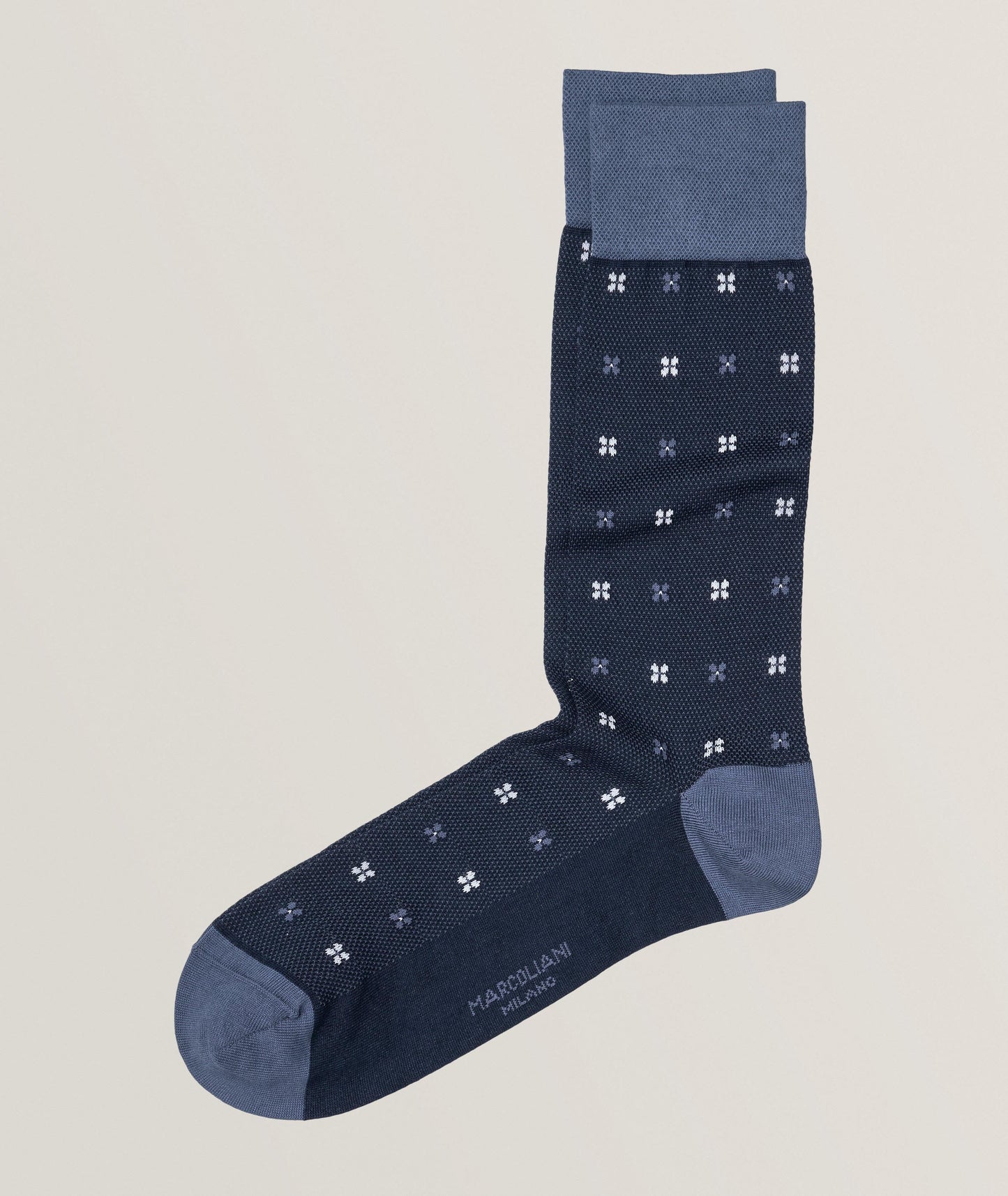 Marcoliani - Chaussettes en mélange de coton à motif floral - Marine / Bleu