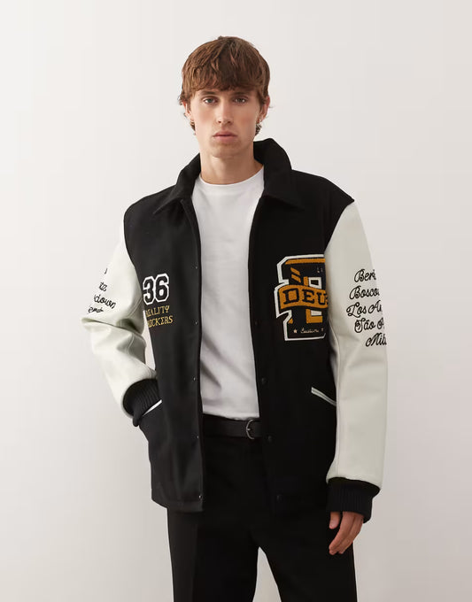 Deus Ex Machina | Veste Varsity ''Sourmug'' avec écussons brodés - noir