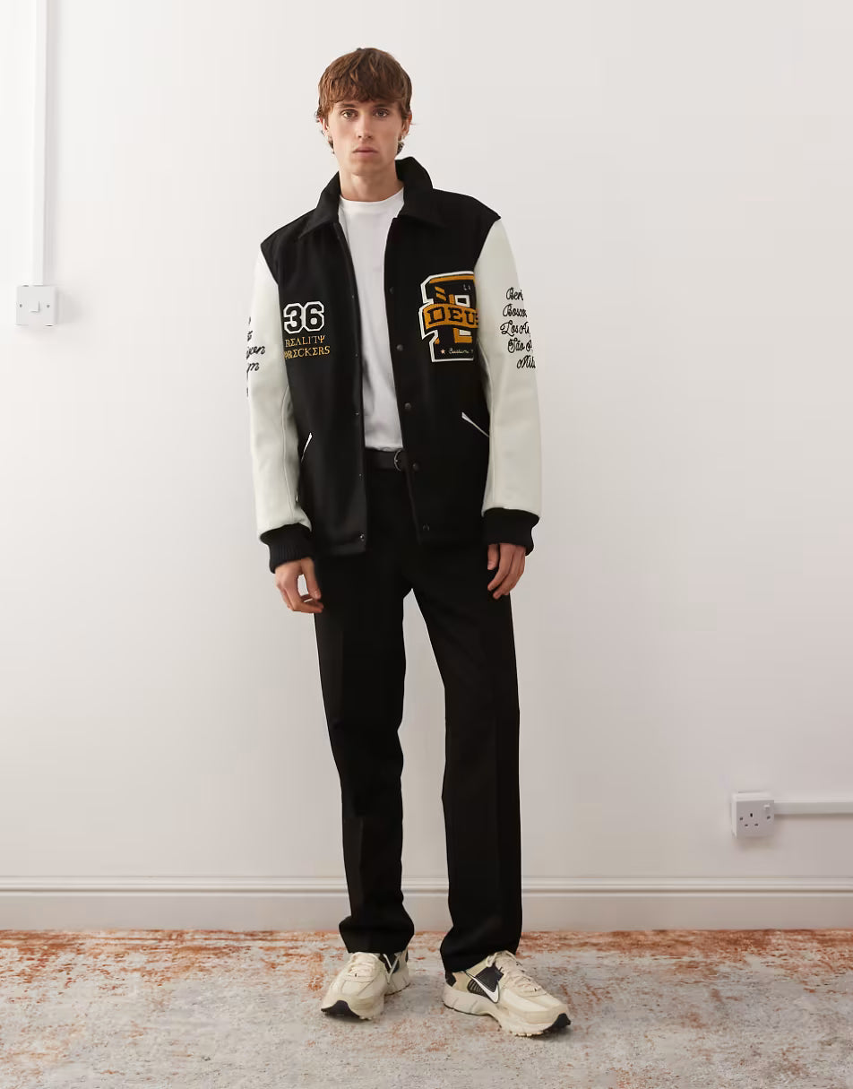 Deus Ex Machina | Veste Varsity ''Sourmug'' avec écussons brodés - noir
