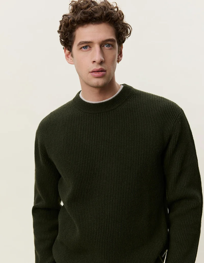 Les deux | Pull en tricot "Round neck" - Vert résine