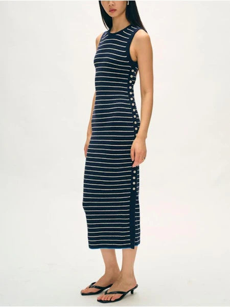 White & Warren | Robe marinière "TERRY" - Marin