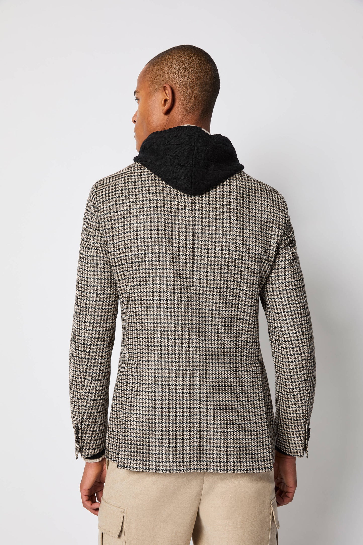 L.B.M. 1911 | Veston à motif pied-de-poule- Marron/Gis/Noir