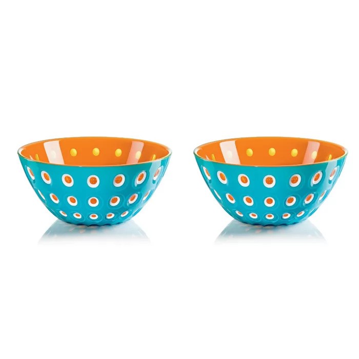 GUZZINI | BOL "LE MURRINE"  Ensemble de 2 bols 12cm - Orange et bleu ciel