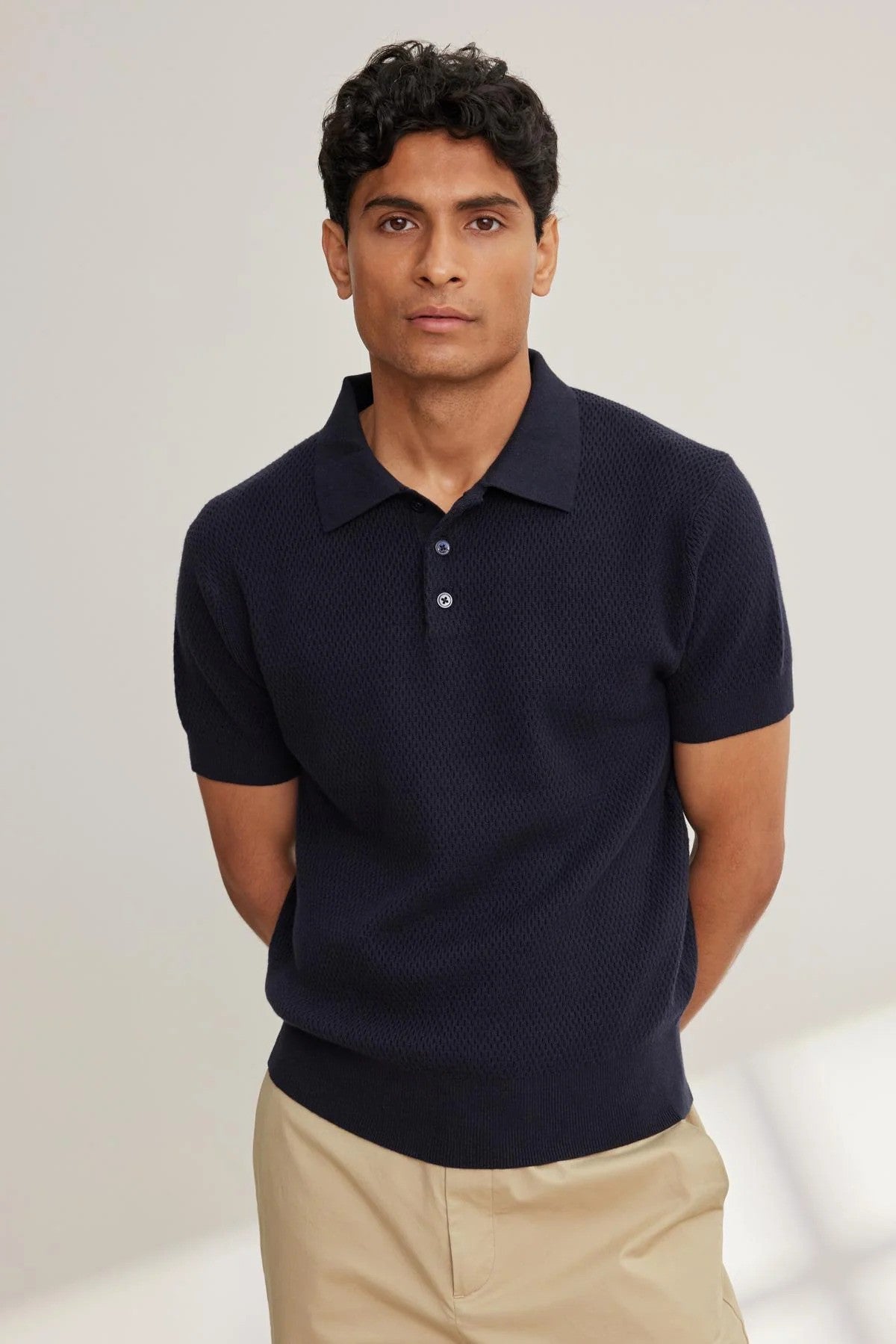Velvet | Polo ''Lowell'' en maille de coton et cachemire - Marine