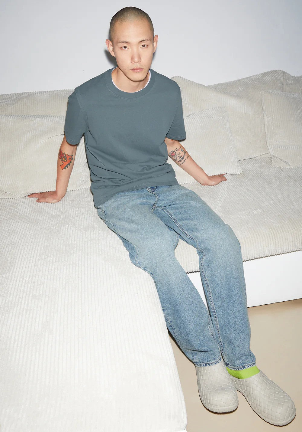 Armedangels | T-shirt en coton épais MAARKOS - Gris/vert