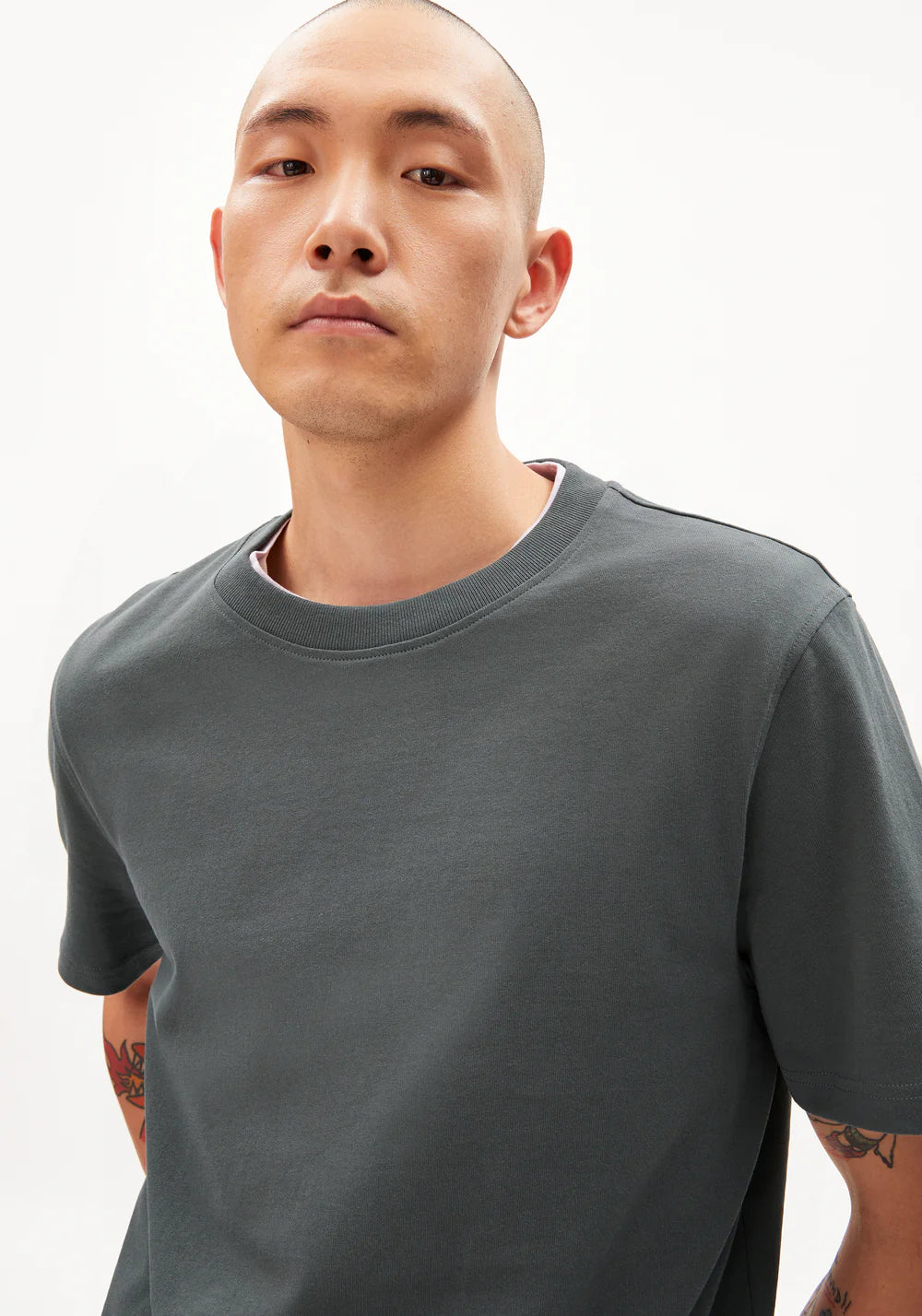 Armedangels | T-shirt en coton épais MAARKOS - Gris/vert