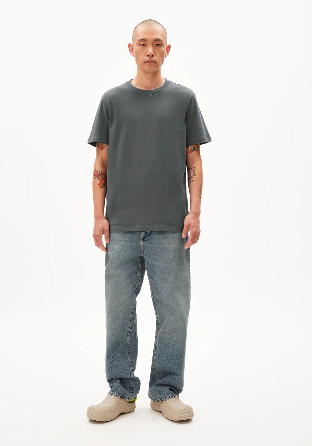 Armedangels | T-shirt en coton épais MAARKOS - Gris/vert