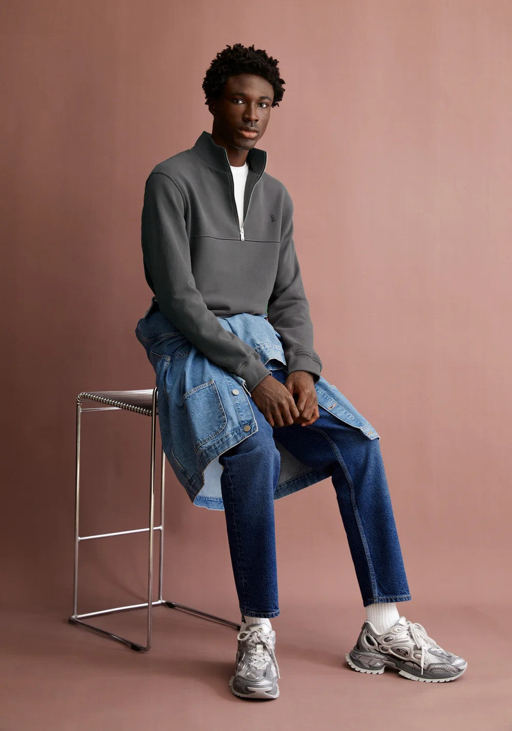 Armedangels |  Le sweat-shirt à demi-zip « WAARLO FLEECE »  -Gris/vert