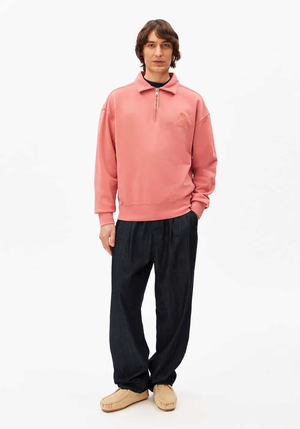 ARMEDANGELS | Pull à demi-zip "ICONIC Å" - Rouge délavé