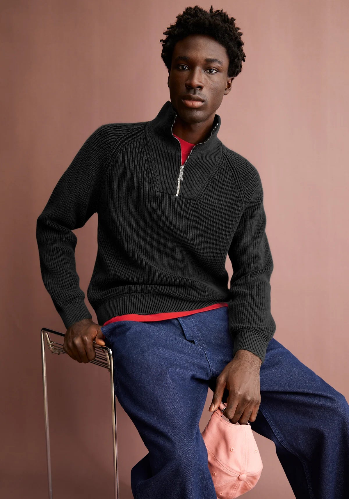 Armedangels | Le pull demi-zip "Kaalves" - Noir